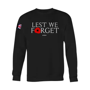 LEST WE FORGET WHT INK ED BLACK SWEAT