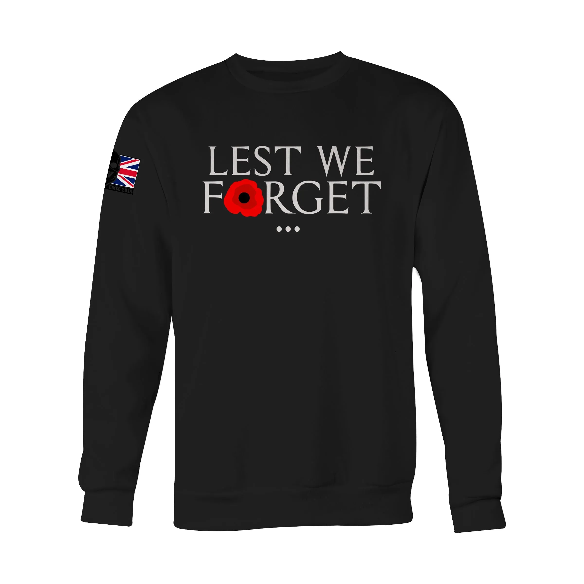 LEST WE FORGET WHT INK ED BLACK SWEAT