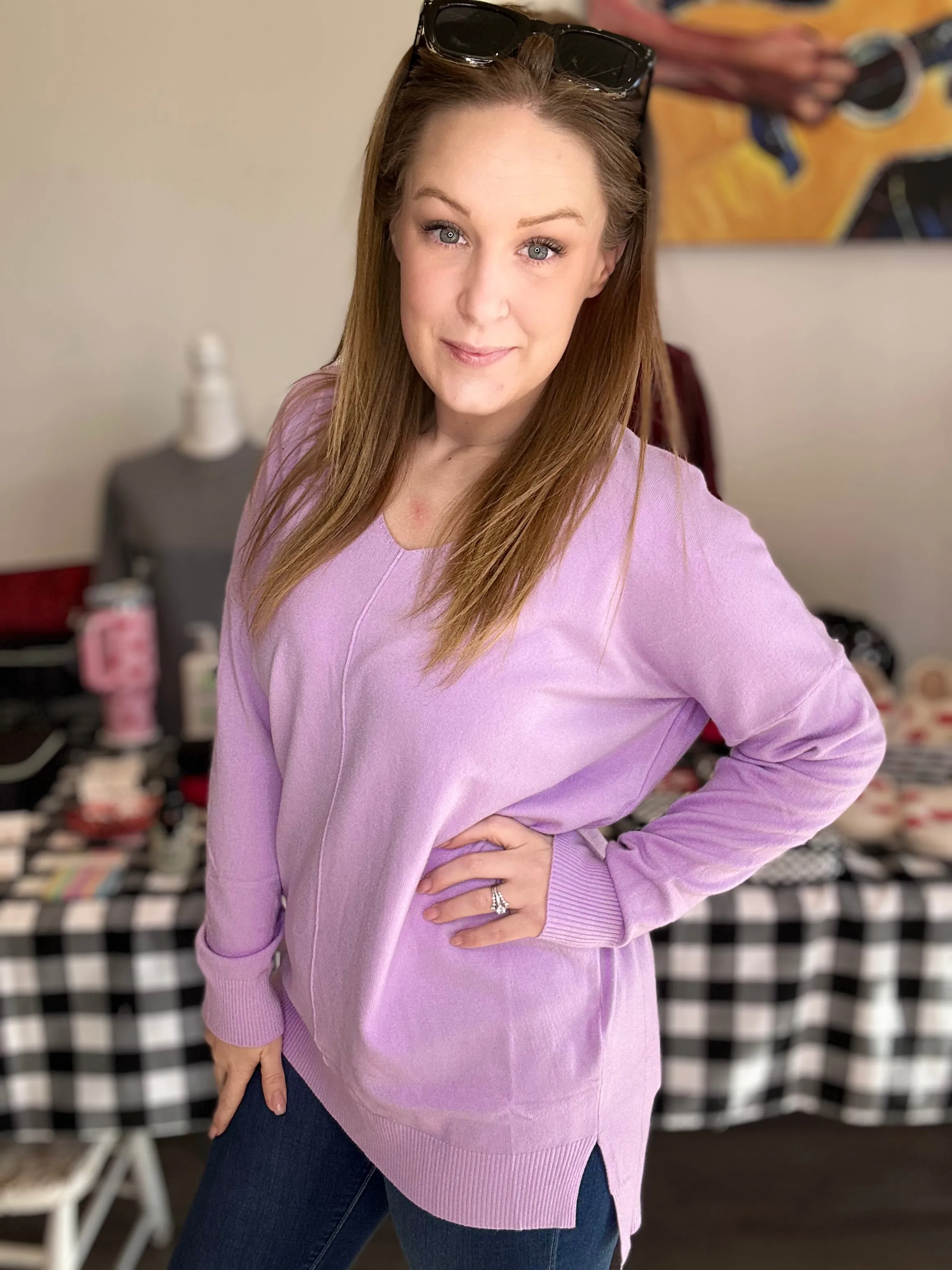Lotus V-Neck Long Sleeve Top