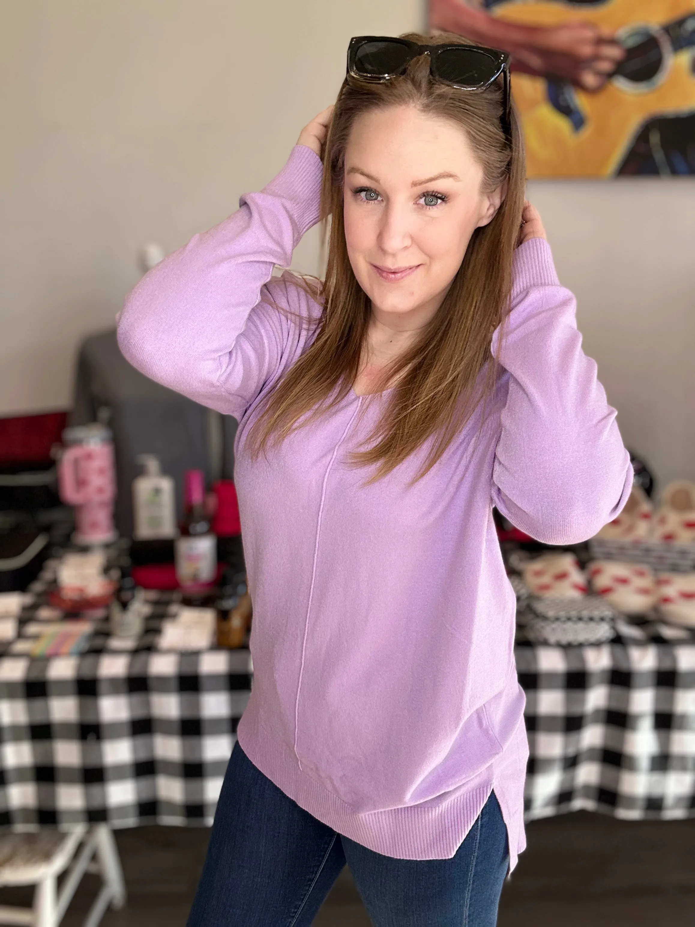 Lotus V-Neck Long Sleeve Top