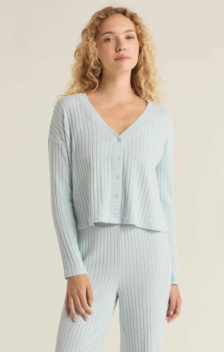 Mara LS Cardigan Top -Snowflake Blue