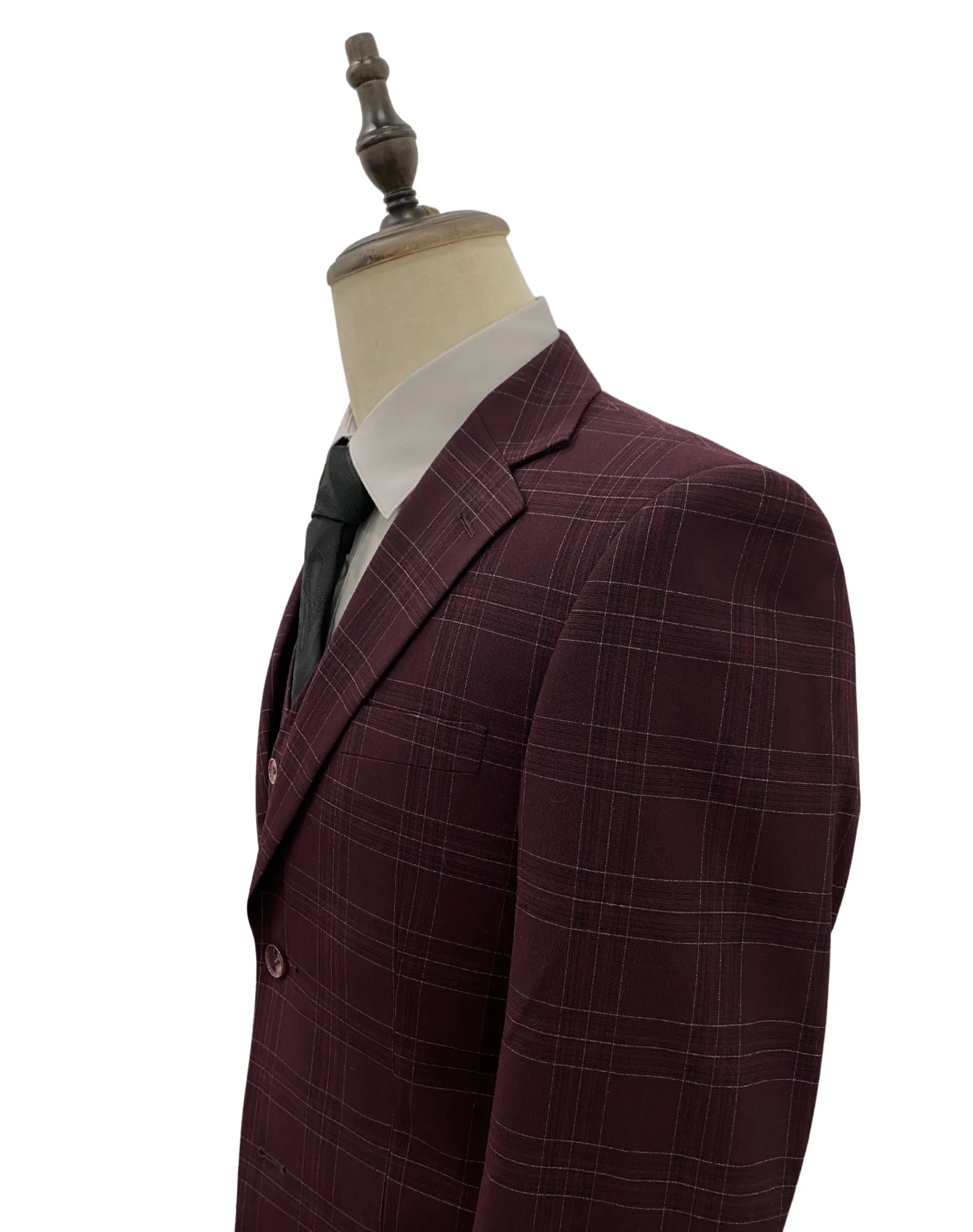 Mazari Paris Revo Modern Fit Suit With Reversible Vest - Burgundy 2302