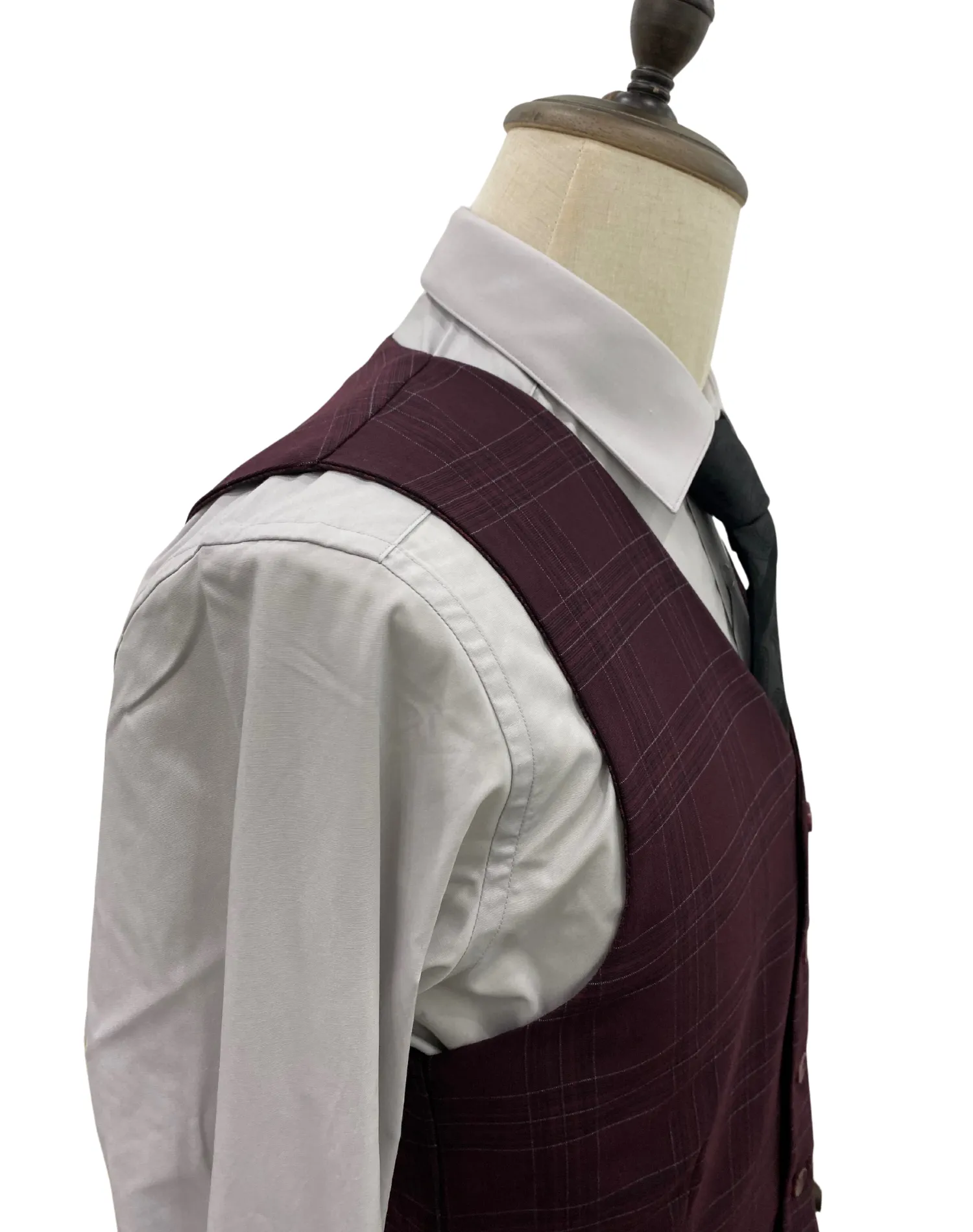 Mazari Paris Revo Modern Fit Suit With Reversible Vest - Burgundy 2302