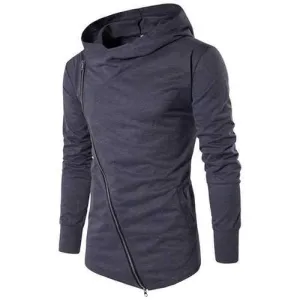 Mens Diagonal Zip Up Hoodies