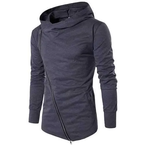 Mens Diagonal Zip Up Hoodies