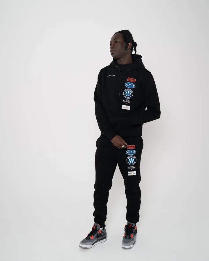 Mercier Hybrid Badge Hoodie Black