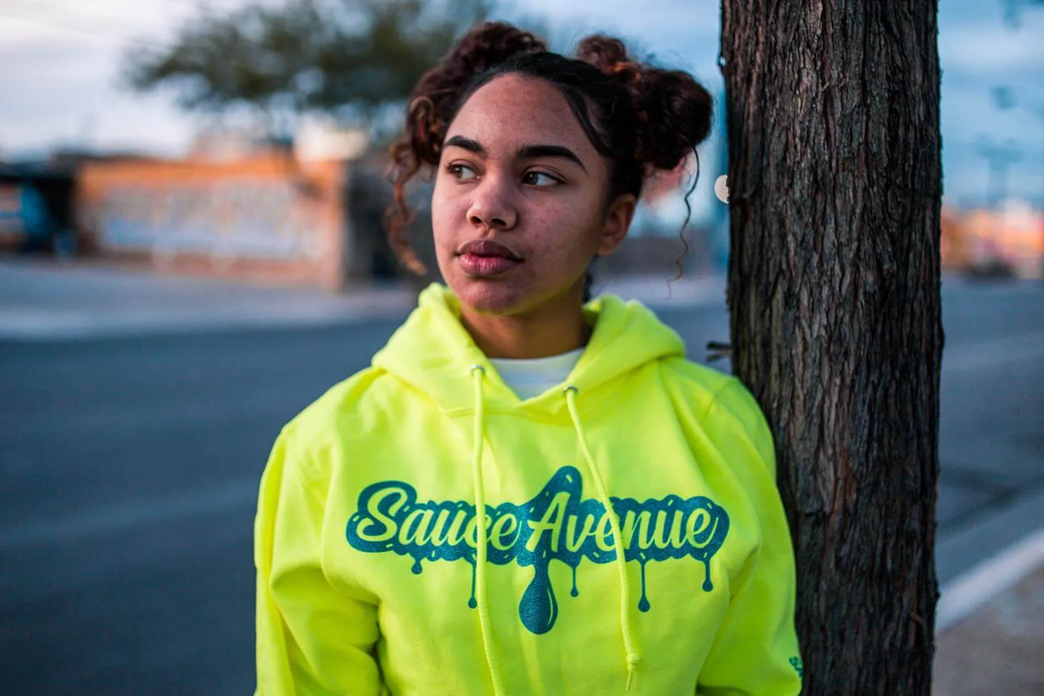 Mermaid Blue Glitter SA Drip | Neon Yellow Hoodie