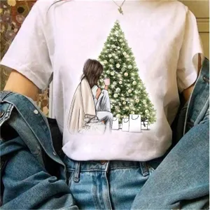 Merry Christmas Women White T-Shirt J