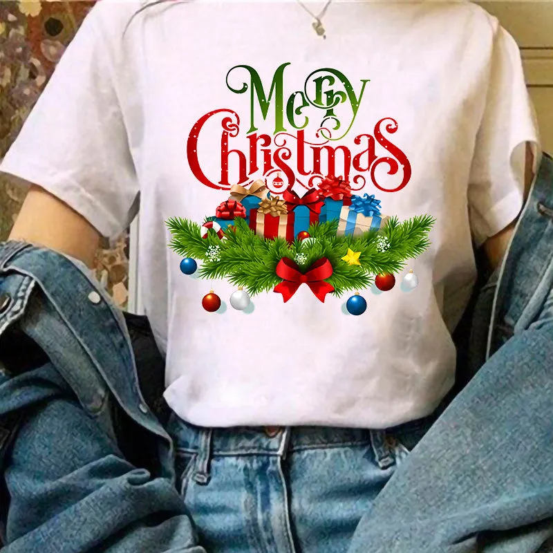 Merry Christmas Women White T-Shirt X