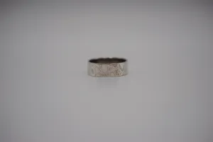 Mokume Gane Ring Band: Palladium White Gold and Sterling Silver, 7mm Width