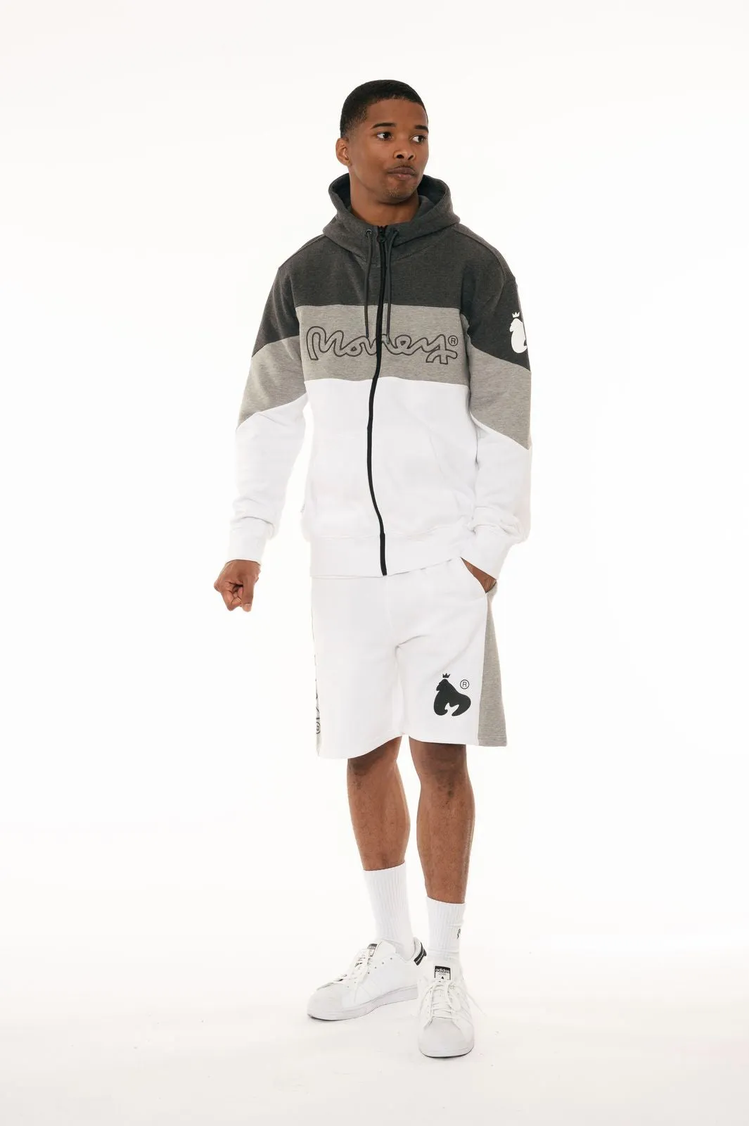 Money Jzh45009 Cut Down Full Zip Hoodie White