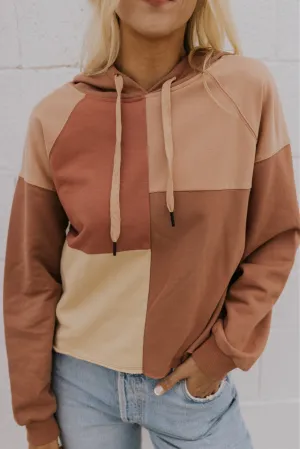Multicolour Colorblock Drawstring Pocket Hoodie