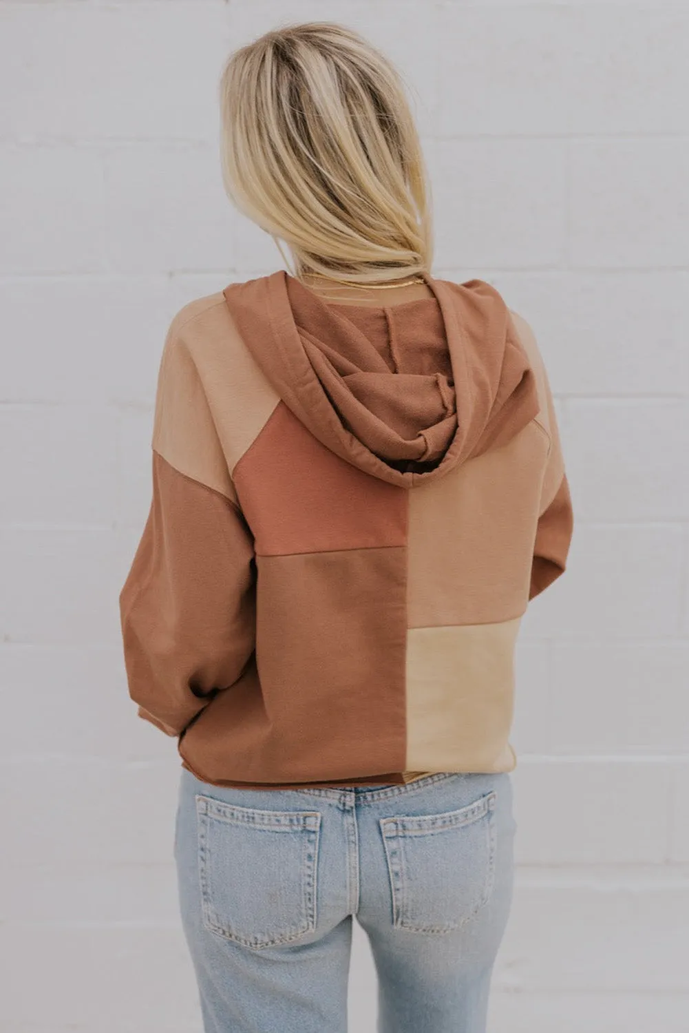 Multicolour Colorblock Drawstring Pocket Hoodie