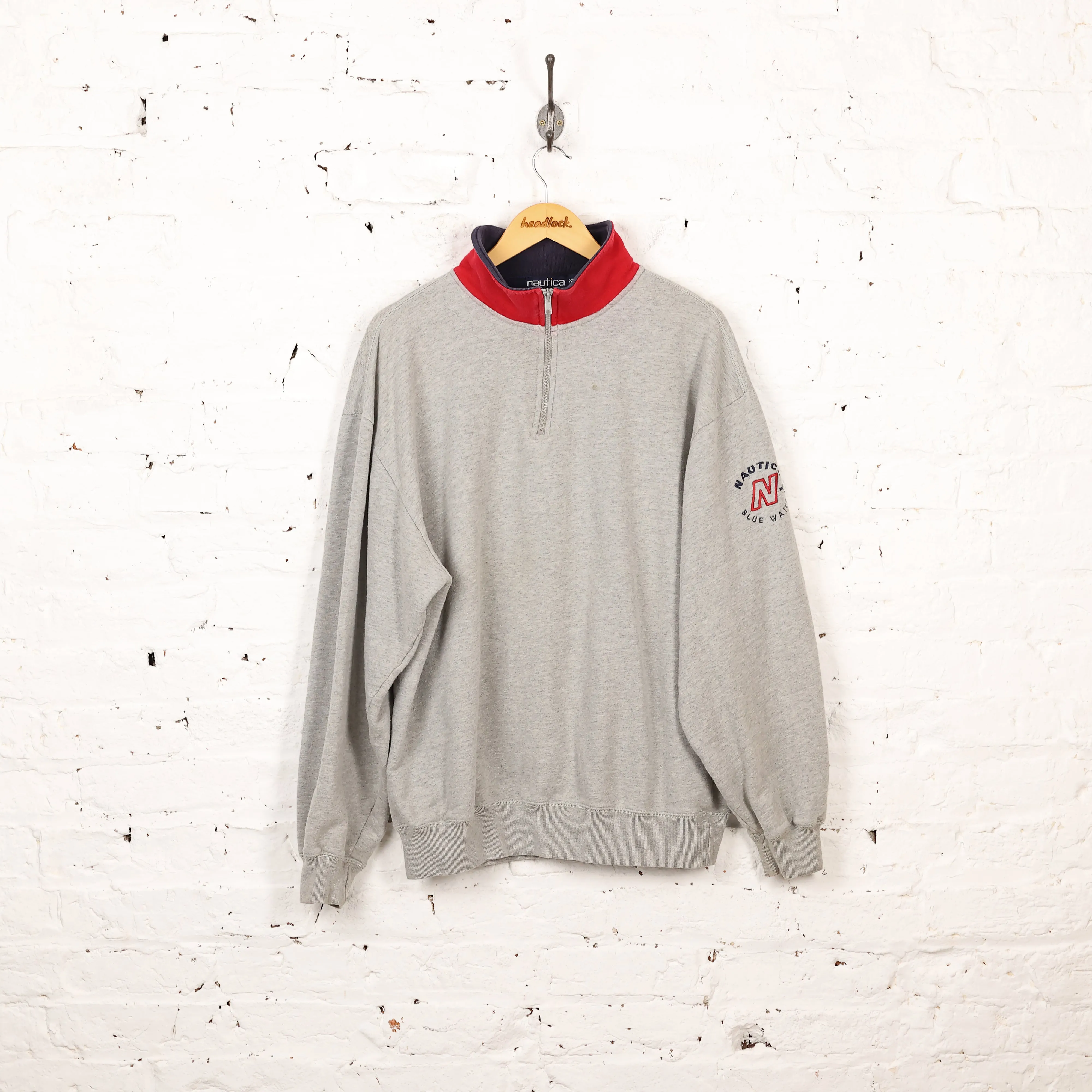 Nautica Blue Water Challenge 1/4 Zip Sweatshirt - Grey - XL