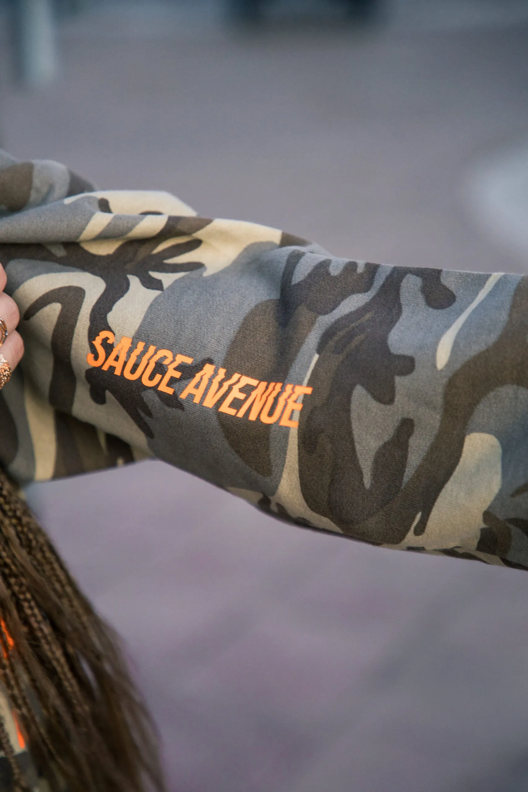 Neon Orange Sauce | Desert Camo Hoodie