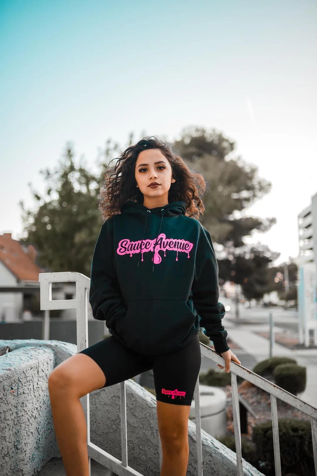 Neon Pink SA Drip | Black Hoodie
