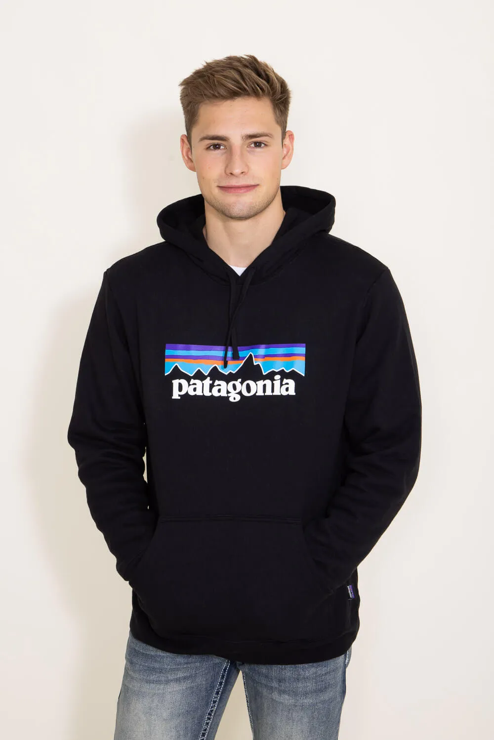 Patagonia Men’s P-6 Logo Uprisal Hoodie in Black | 39622-BLK