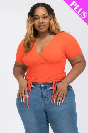 Plus Ruched Drawstring Top