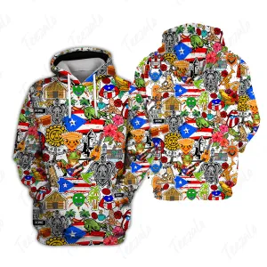 Puerto Rico Symbols 3D Fashion Hoodie