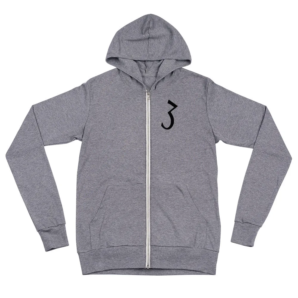 "3" Zip Up hoodie (Black print)