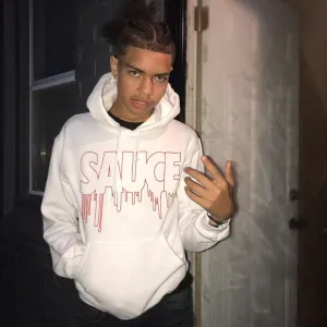 Red Sauce Outline | White Hoodie