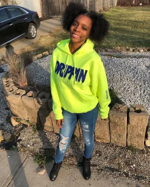Royal Blue Glitter Drippin | Neon Yellow Hoodie