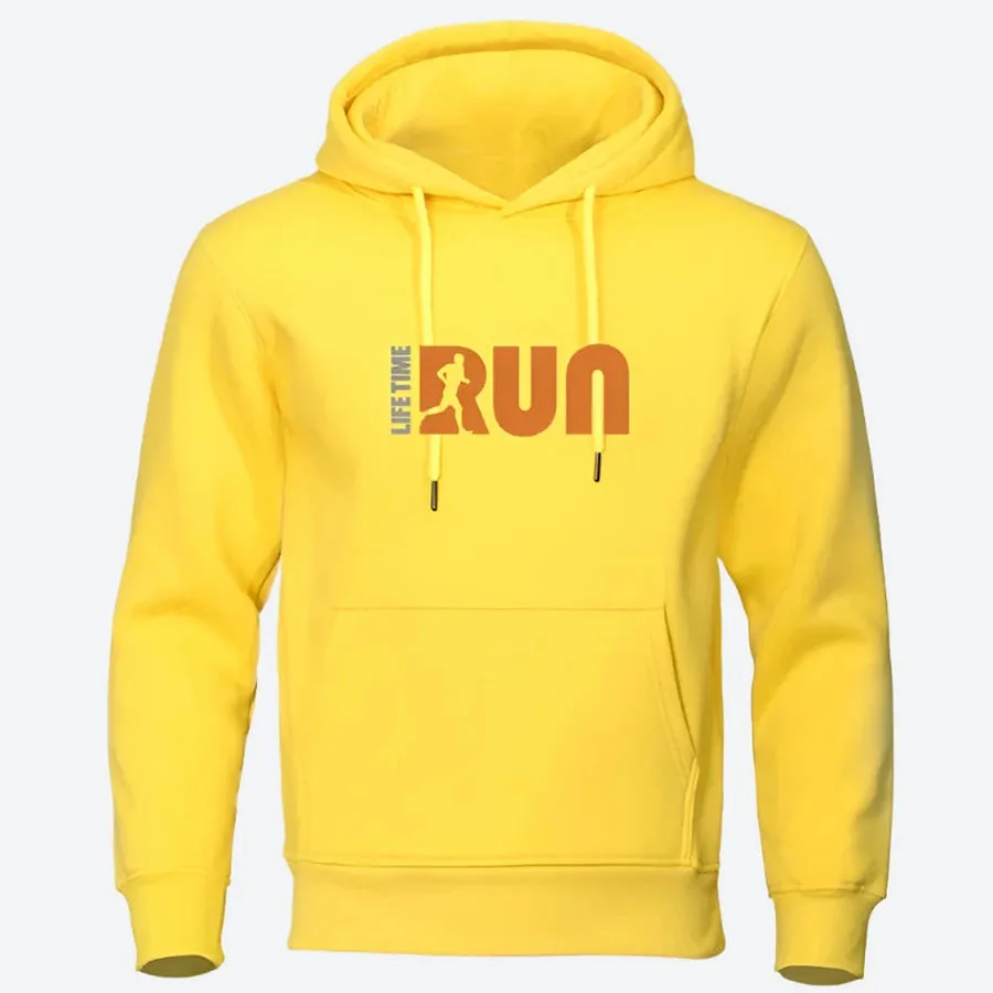Running Graphic Pullover Hooded Sweatshirts