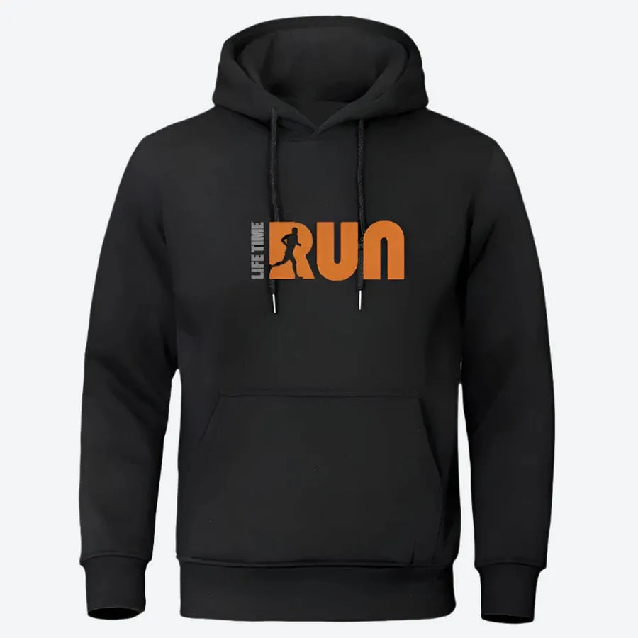 Running Graphic Pullover Hooded Sweatshirts