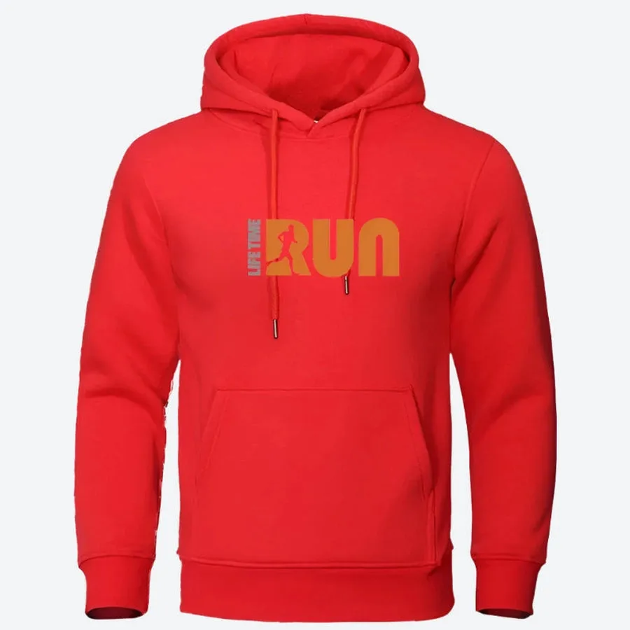 Running Graphic Pullover Hooded Sweatshirts