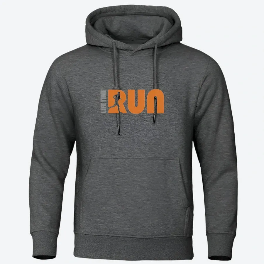 Running Graphic Pullover Hooded Sweatshirts