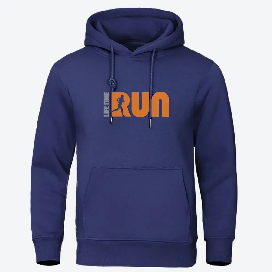 Running Graphic Pullover Hooded Sweatshirts