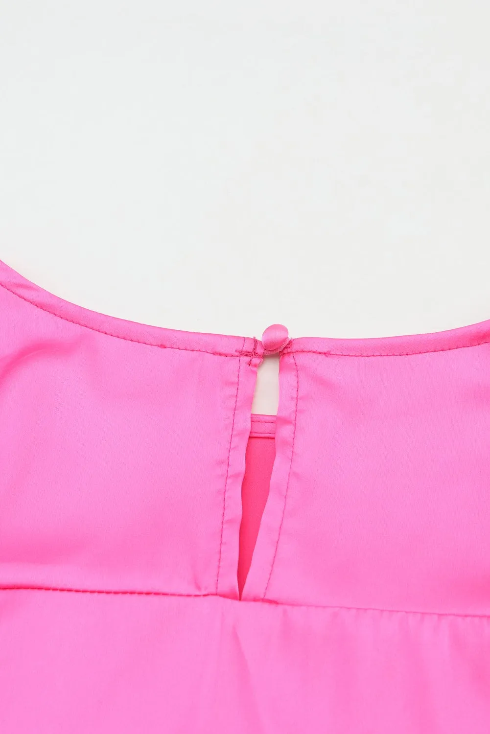 Satin Puff Long Sleeve Crewneck Blouse