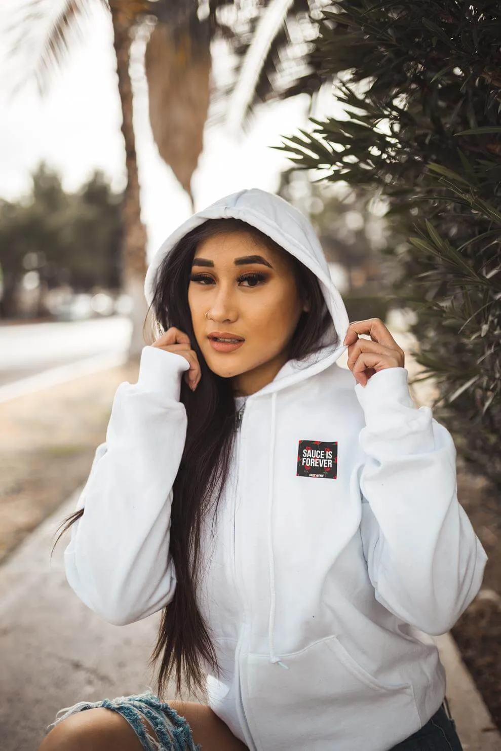 Sauce Is Forever (Black Rose Box) | White Zip Up Jacket