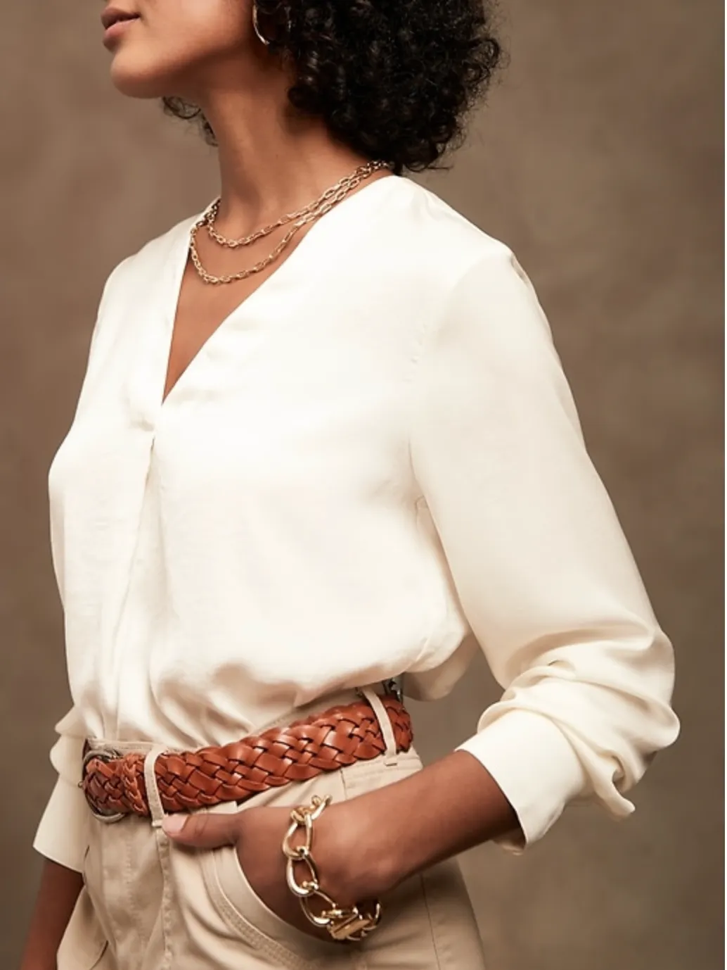 Silky V-Neck Blouse