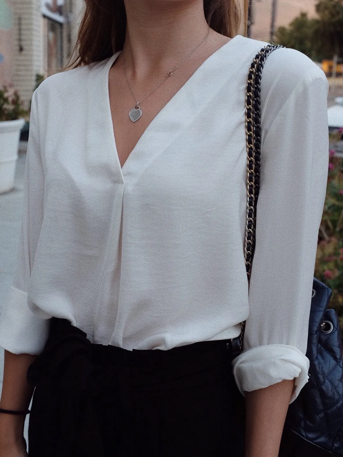 Silky V-Neck Blouse
