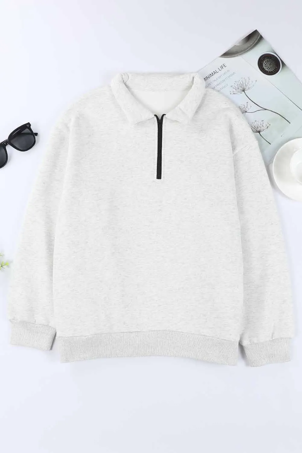 Sonya Quarter Zip Dropped Shoulder Sweatshirt