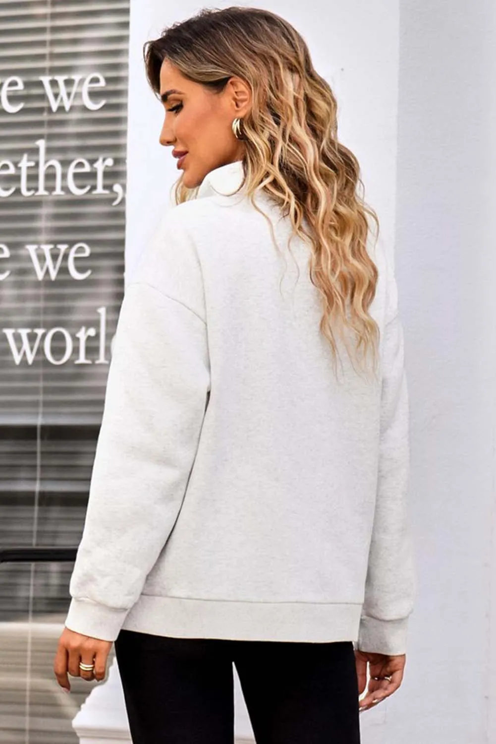 Sonya Quarter Zip Dropped Shoulder Sweatshirt