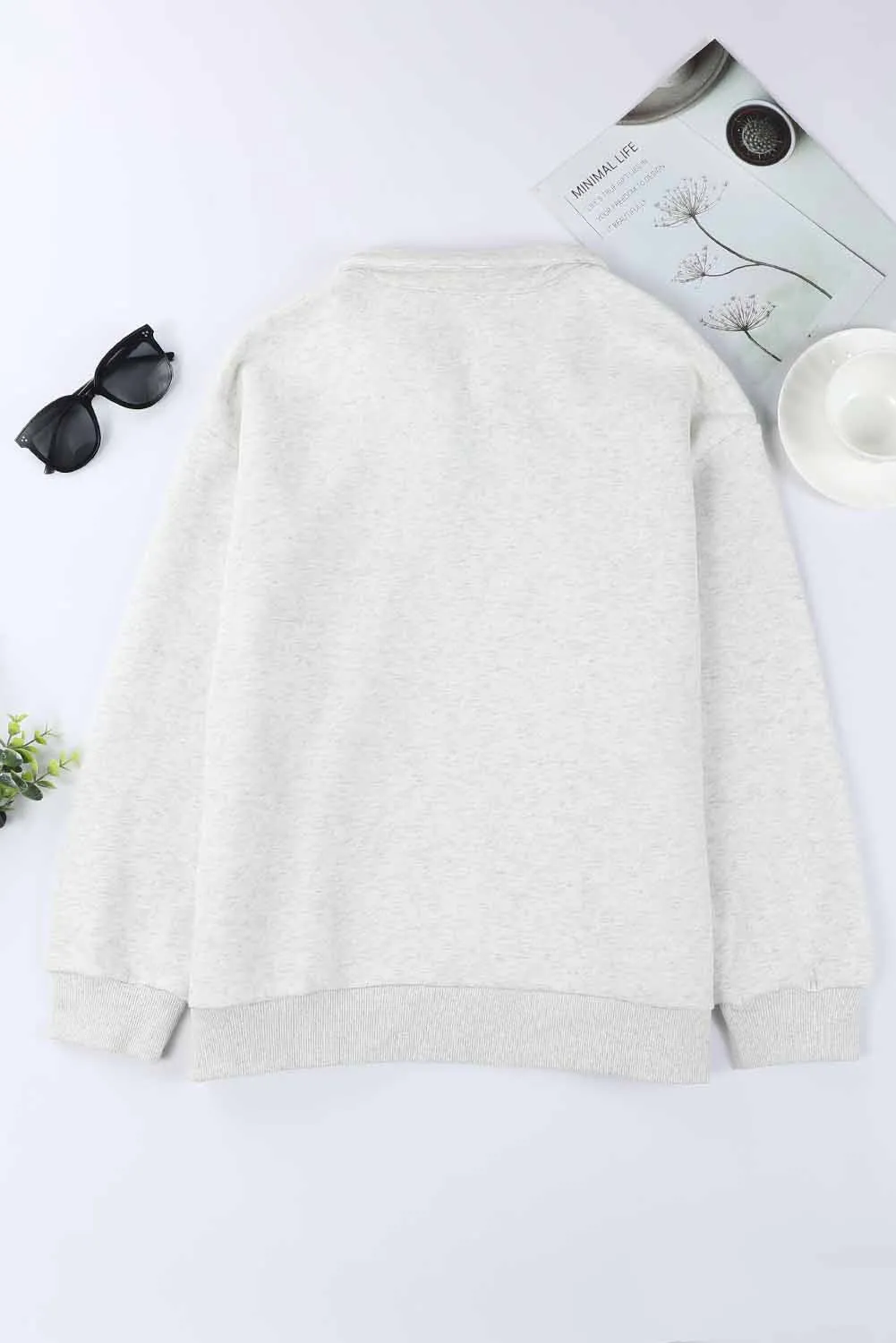 Sonya Quarter Zip Dropped Shoulder Sweatshirt