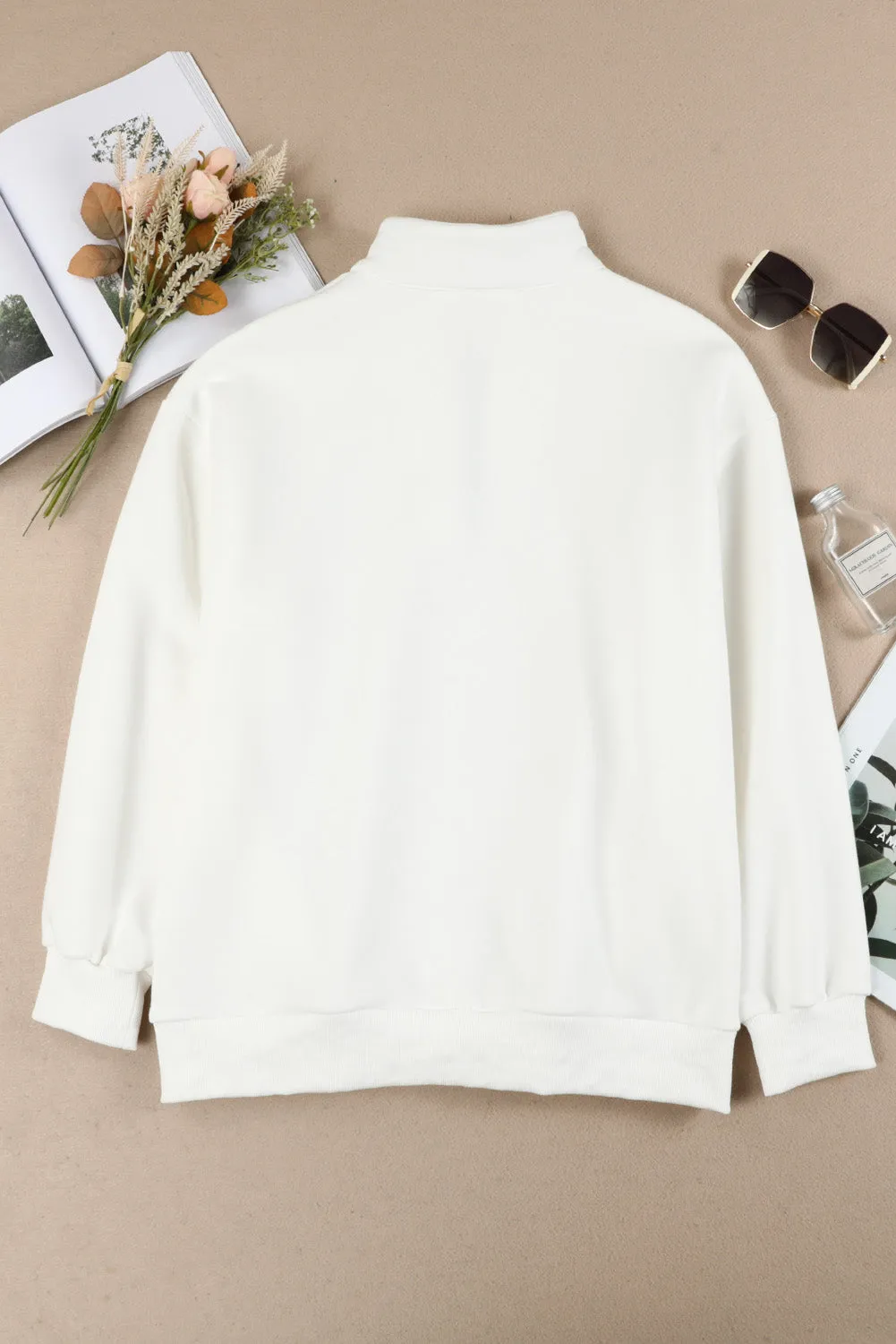 Sonya Quarter Zip Dropped Shoulder Sweatshirt