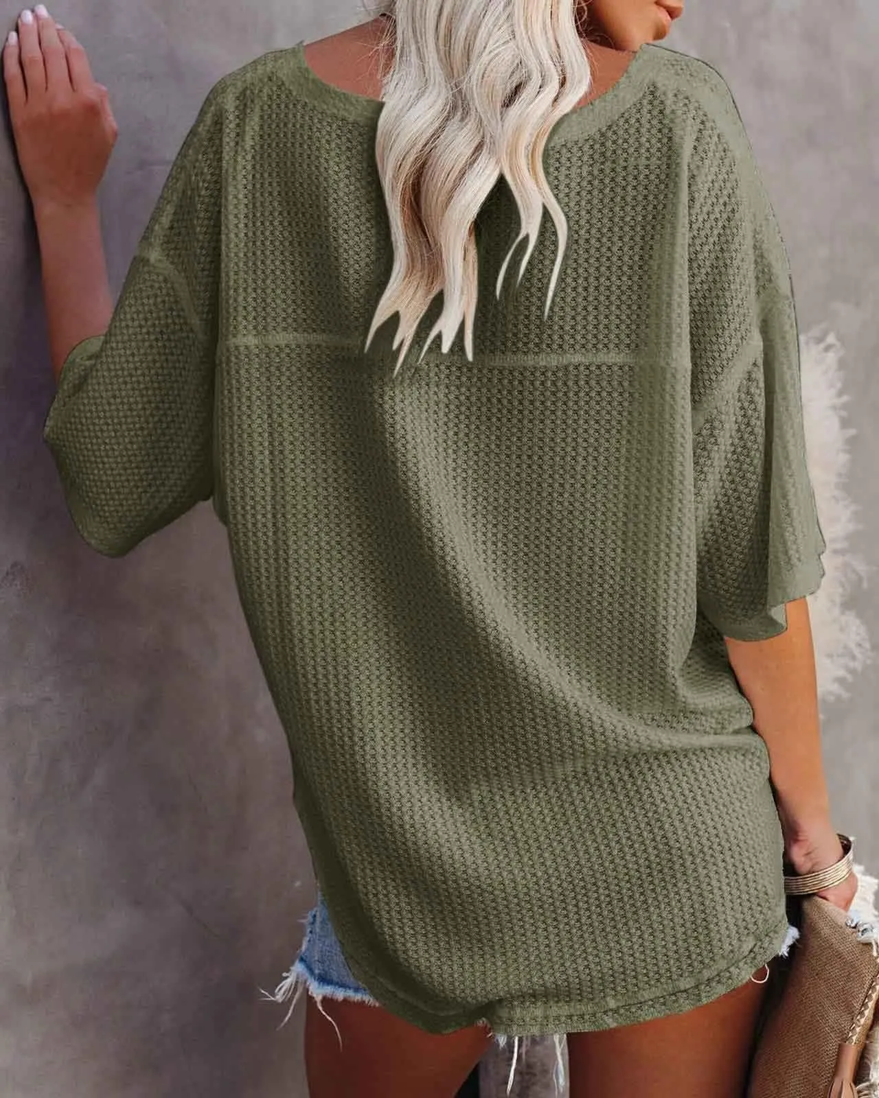 Stunncal V-Neck Dolman Sleeve Top