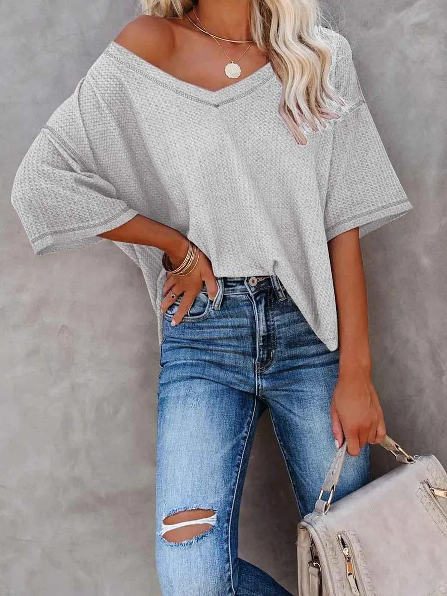 Stunncal V-Neck Dolman Sleeve Top