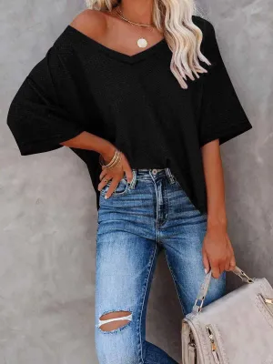 Stunncal V-Neck Dolman Sleeve Top
