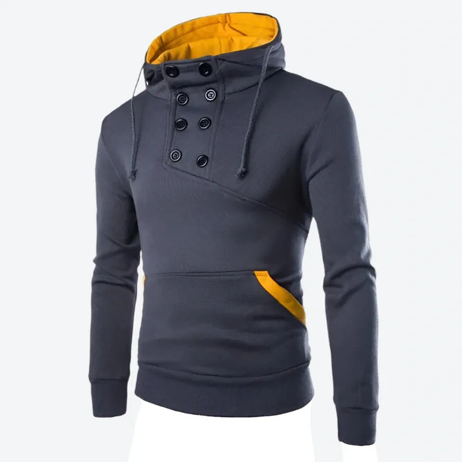Stylish Buttoned Pullover Hooded Sweatshirts