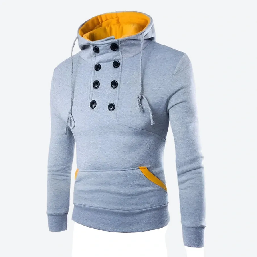 Stylish Buttoned Pullover Hooded Sweatshirts