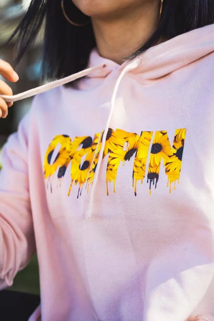 Sunflower Drippin | Blush Crop Top Hoodie