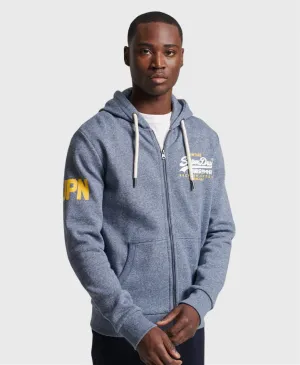 Superdry Vintage Logo Classic Zip Hoodie Blue Grit