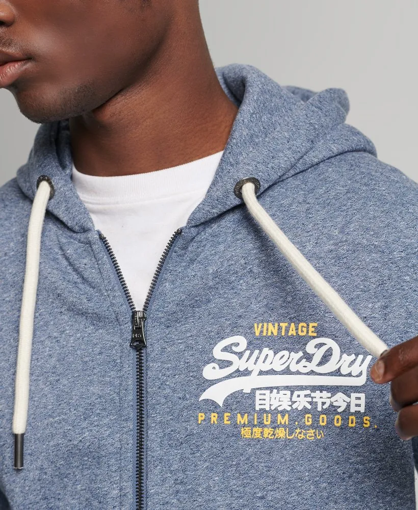 Superdry Vintage Logo Classic Zip Hoodie Blue Grit