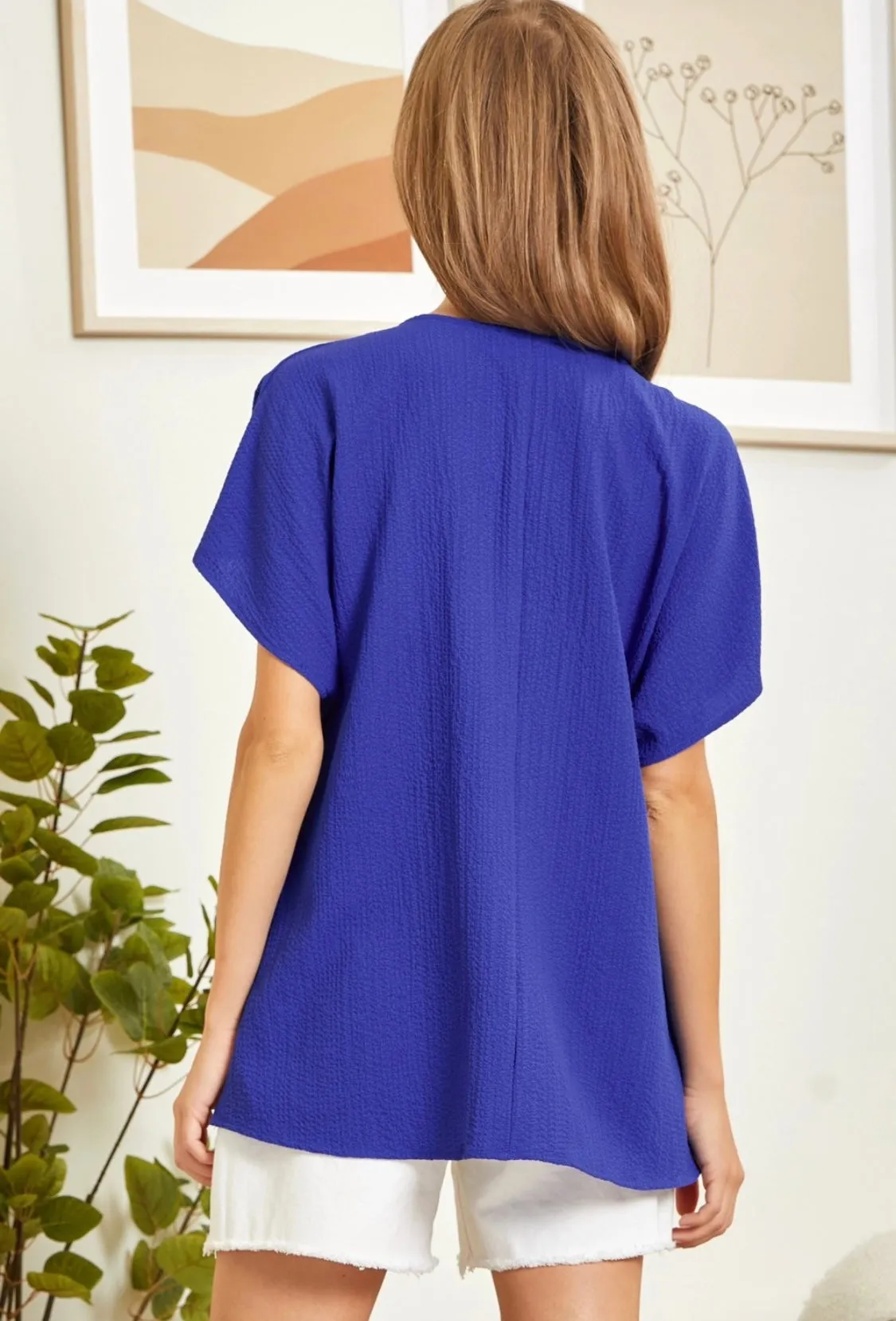 Textured V-Neck Top