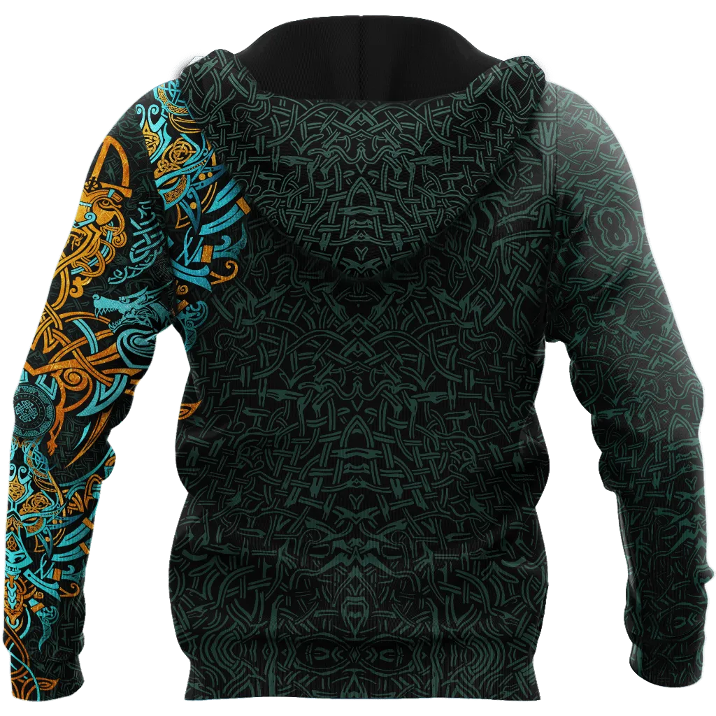 The Viking Wolf Hoodie Blue
