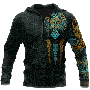 The Viking Wolf Hoodie Blue